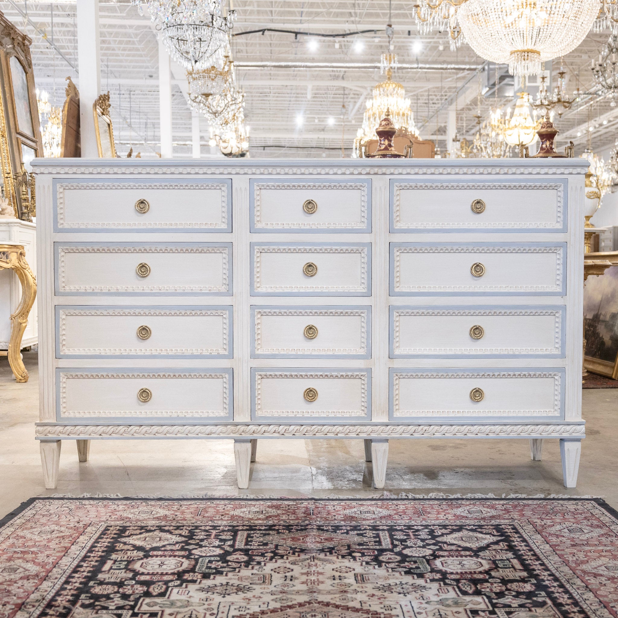 Swedish 12-Drawer White Dresser