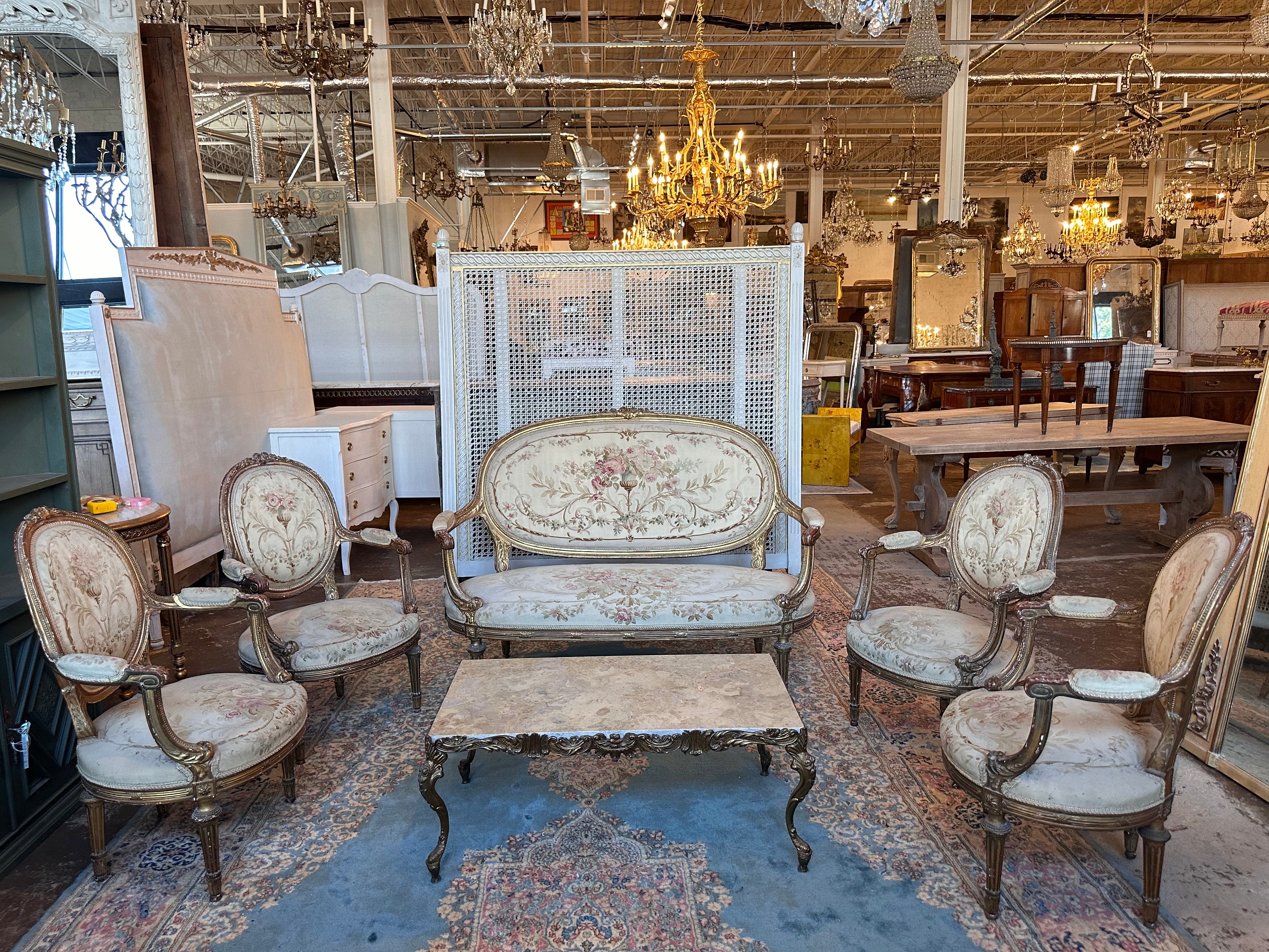 洋書 THE AMERICAN VINTAGE FURNITURE Original Antique French Aubusson Tapestry Furniture Set – Le Chateau