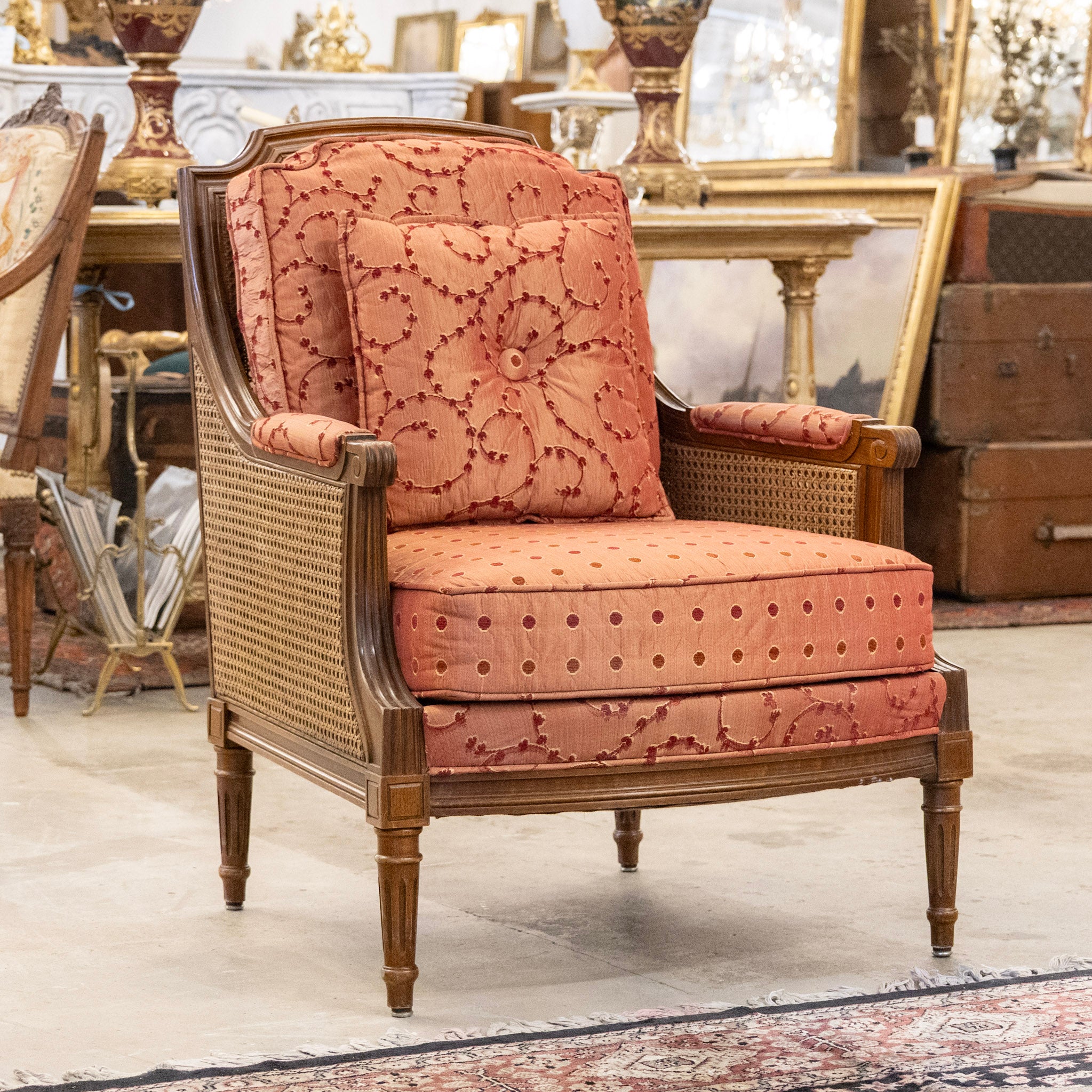 Pair of Louis XVI Cane Back Arm Chairs – Original Patterned
