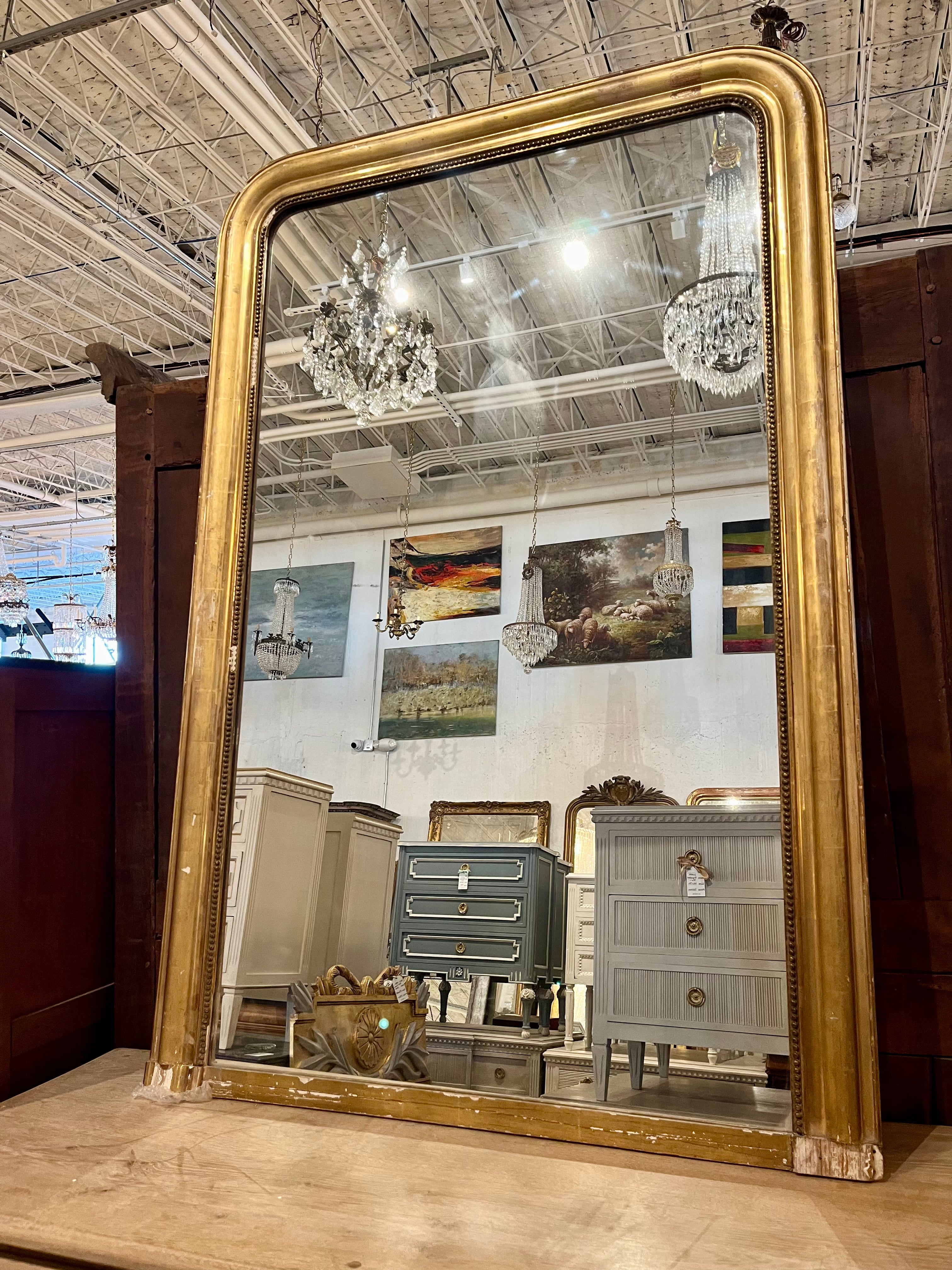 フランスアンティーク　ルイフィリップ　ミラー French Louis Philippe Antique Mirror – Le Chateau