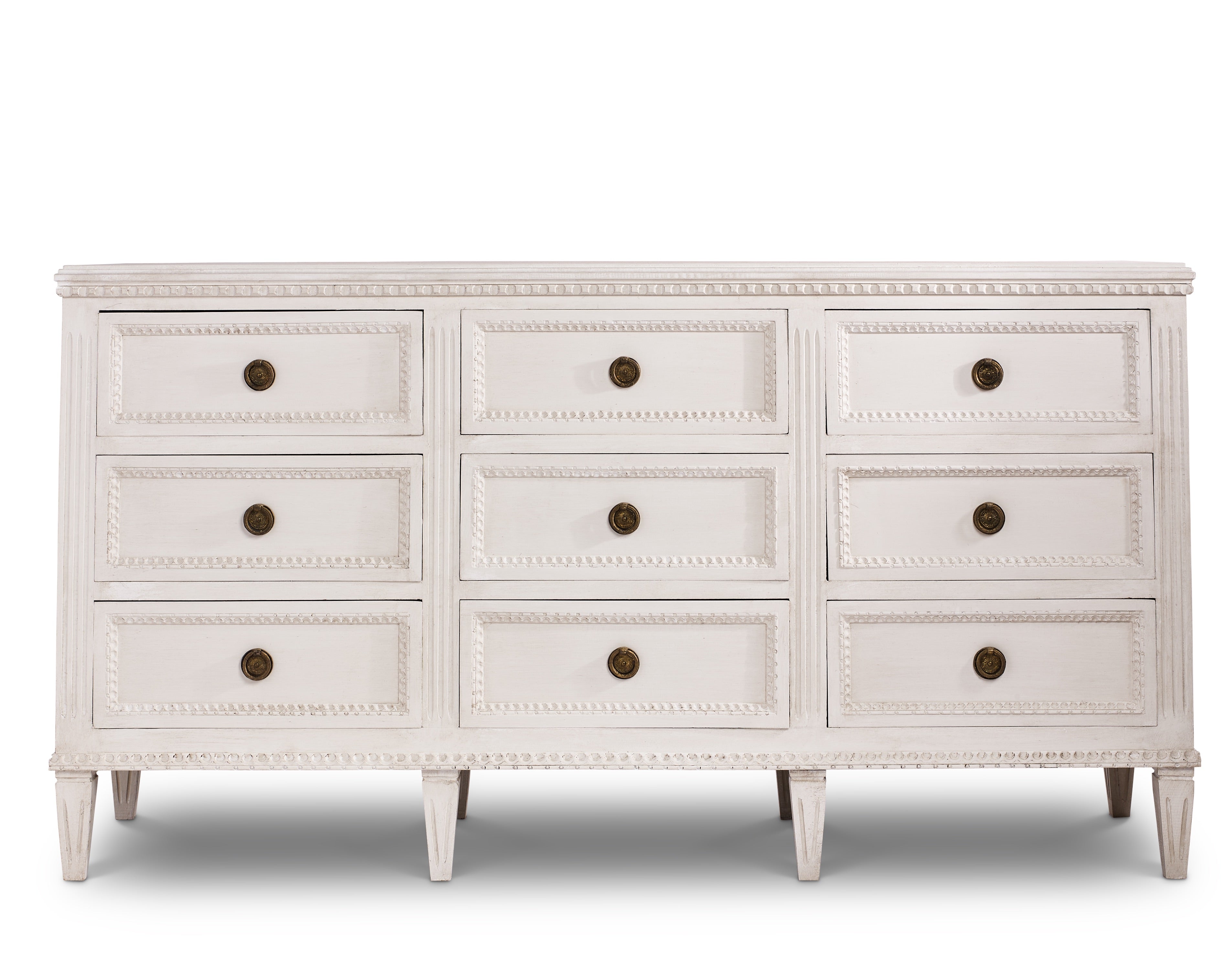 Vintage Swedish 9 Drawer Dresser in White Vintage Swedish 9 Drawer Dresser in White