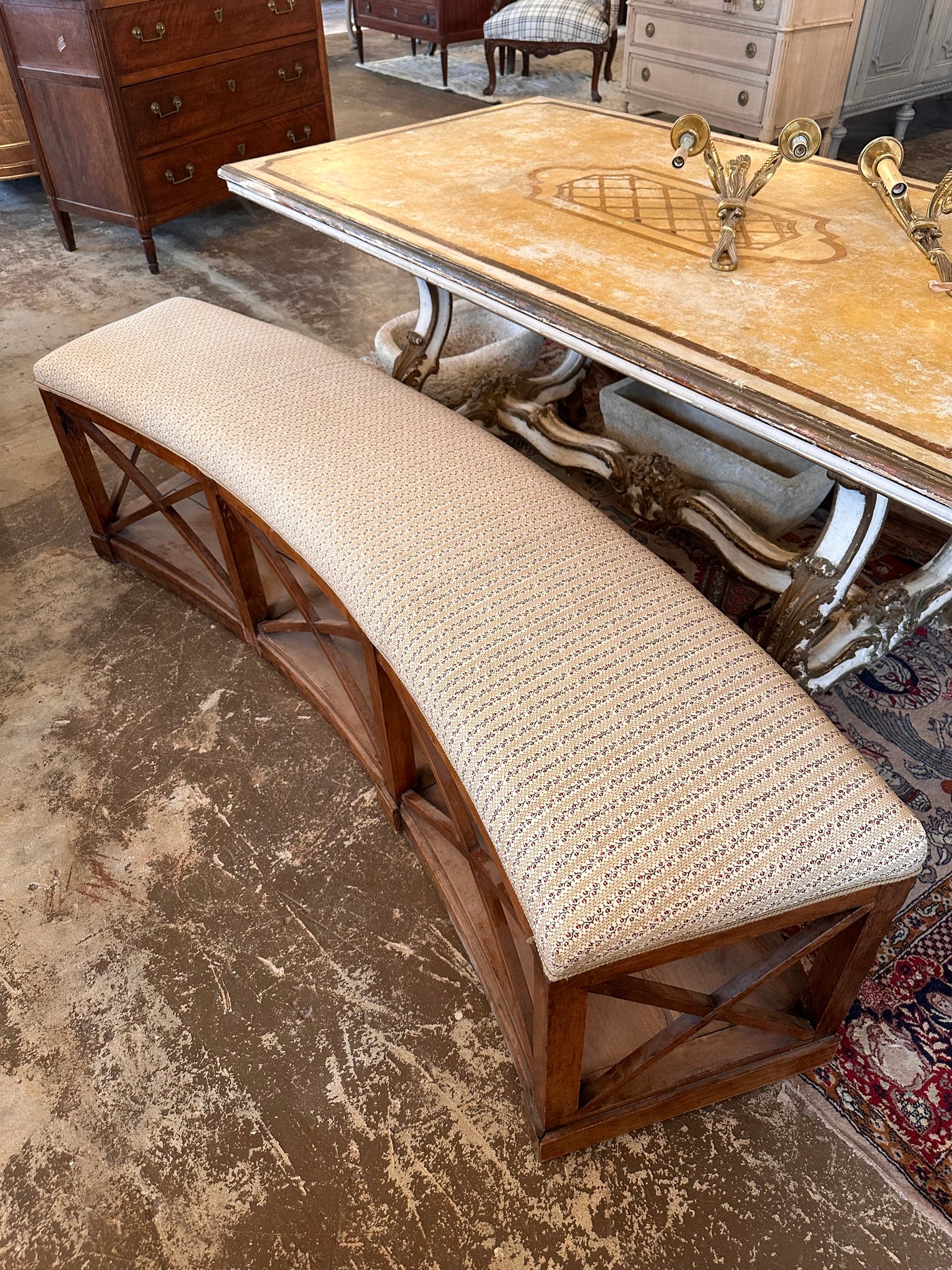 Curved French Bench with Floral Details