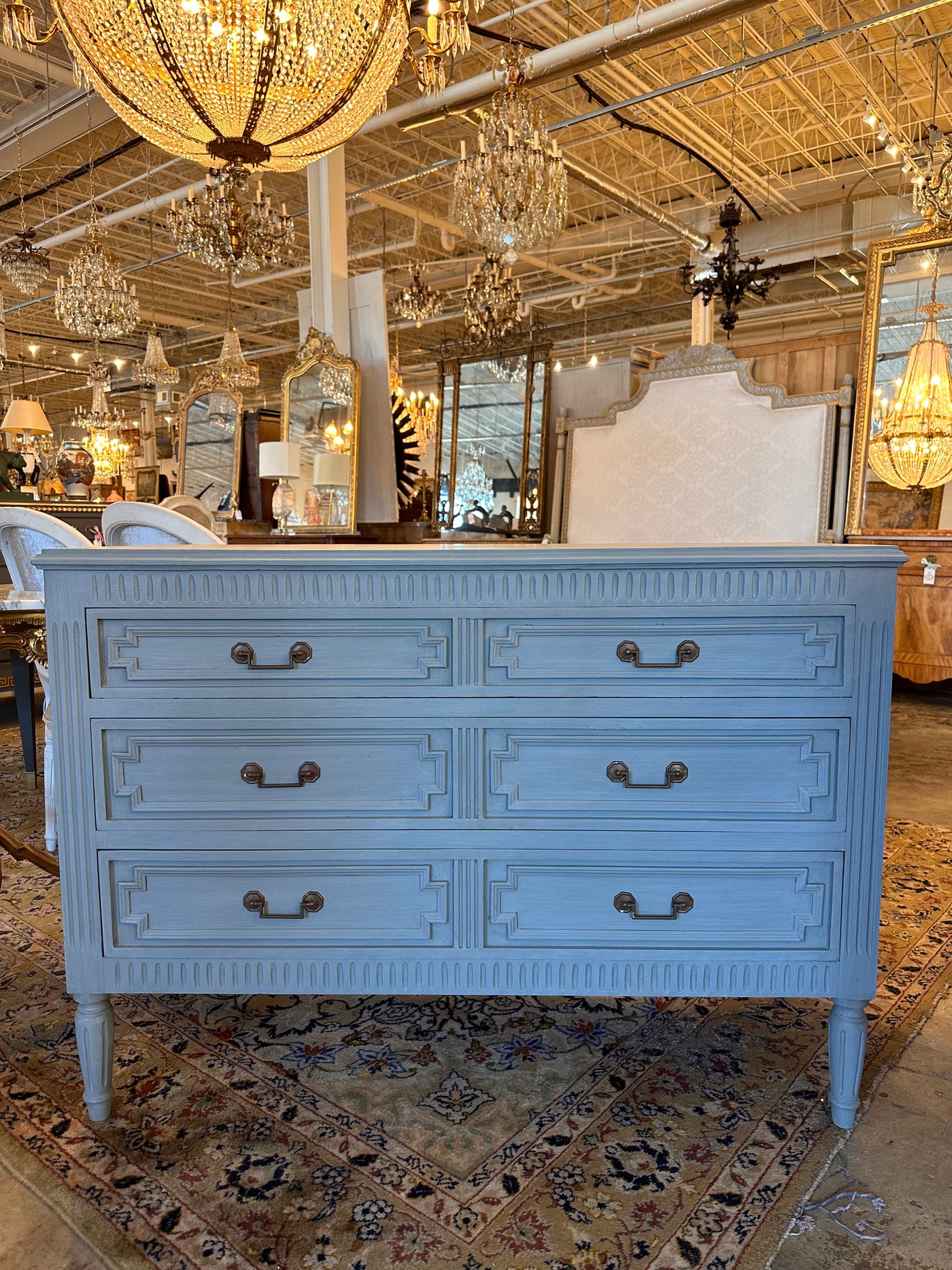 Antique Swedish Chest in Blue | Le Chateau | European Luxury Furniture in Atlanta