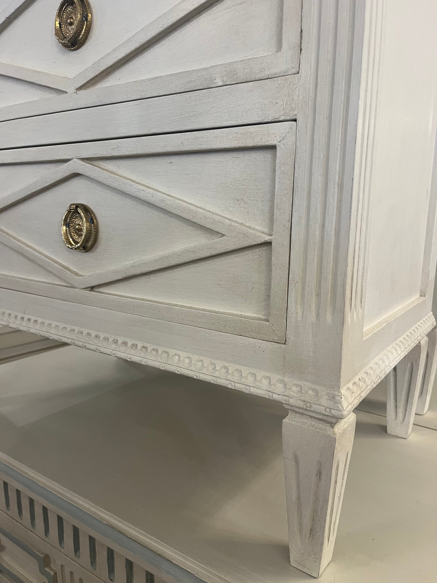 Swedish Nightstand with Diamond Trims | Le Chateau | European Luxury Furniture in Atlanta