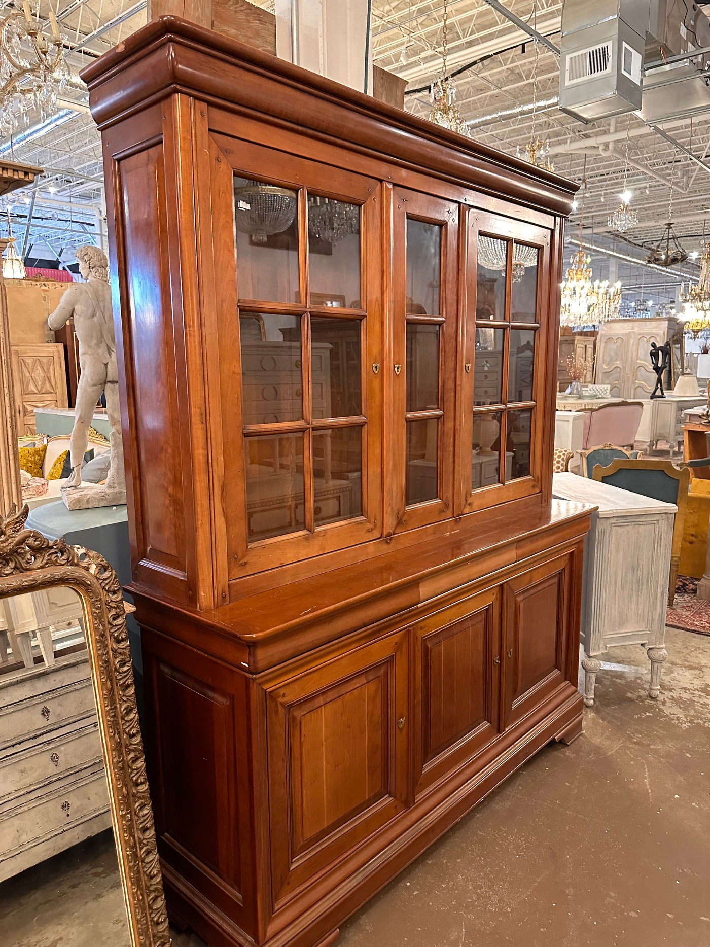 Antique French Louis Philippe Glass Top Cupboard | Le Chateau | European Luxury Furniture in Atlanta