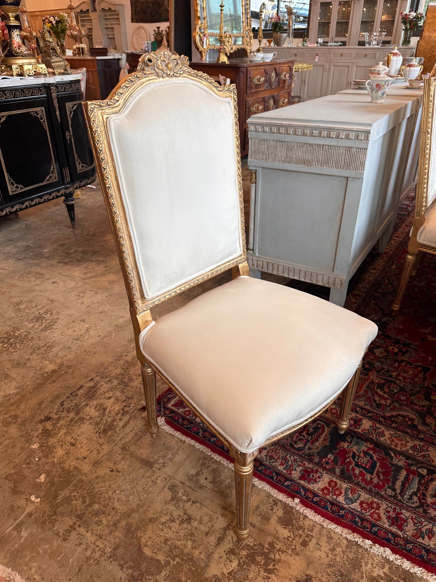 Louis XVI Dining Chair with Floral Carved Details