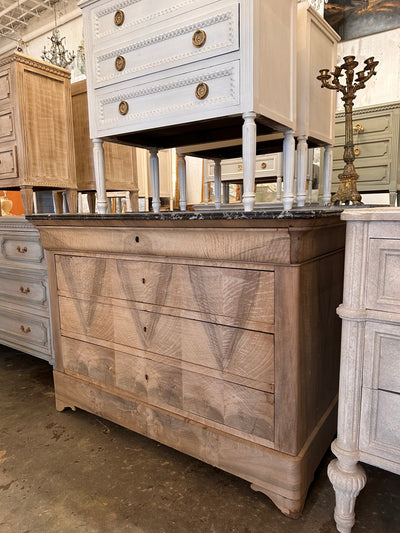 Louis Philippe Burl Wood Chest with Black Marble Top