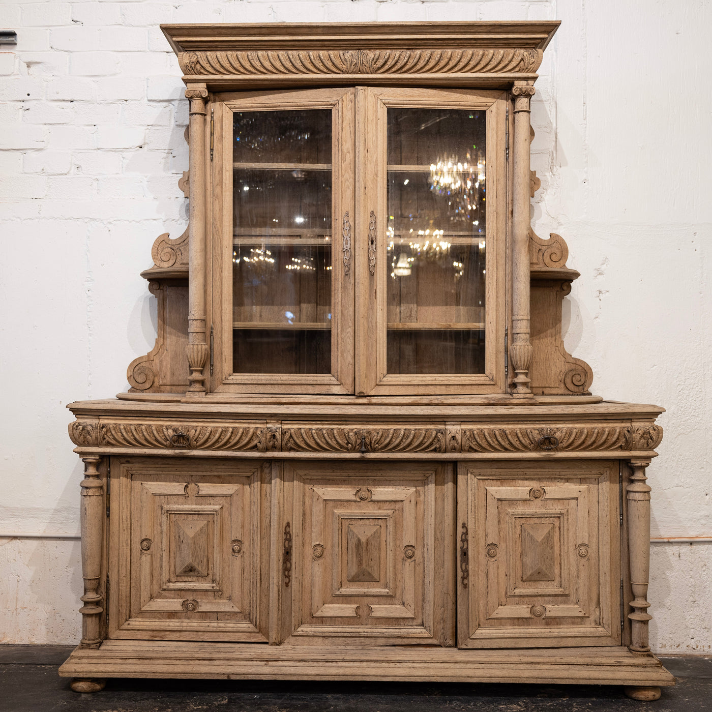 Antique French Cupboard in Original Wood Finish with Carvings - Cupboard | Le Chateau (Atlanta, GA) • 2