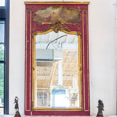 Antique Trumeau French Mirror with Original Red Finish - Trumeau Mirror | Le Chateau (Atlanta, GA) • 1