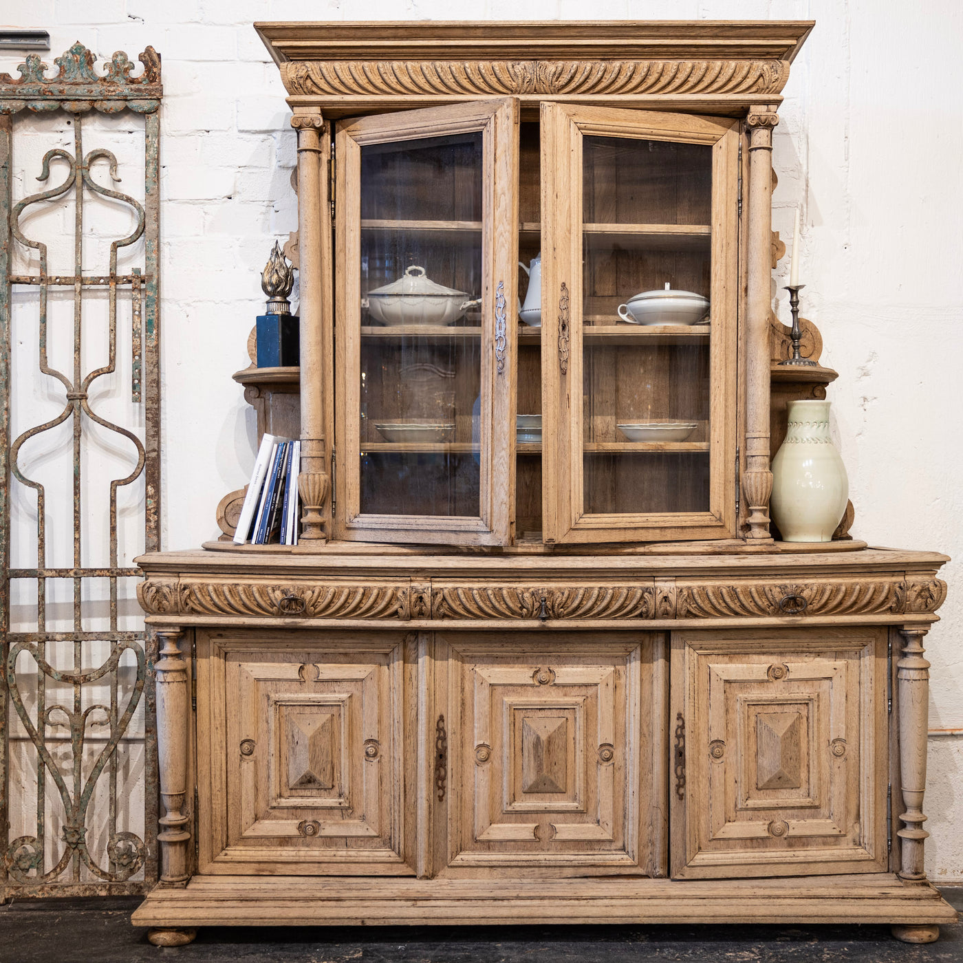 Antique French Cupboard in Original Wood Finish with Carvings - Cupboard | Le Chateau (Atlanta, GA) • 1