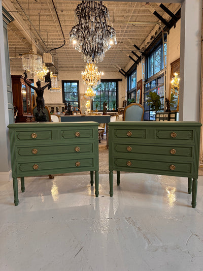 Antique Swedish Nightstand in Palace Green | Le Chateau | European Luxury Furniture in Atlanta