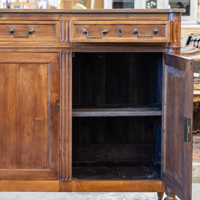 Louis XVI Wood Sideboard – Fluted Columns & Square Pulls