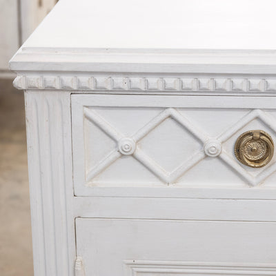 Swedish Four-Door Sideboard –  Lattice Carved Detail in Dove White