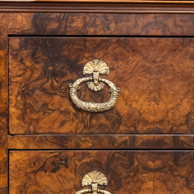 Louis Philippe Marbled Burl Wood Chest – Ornate Pulls