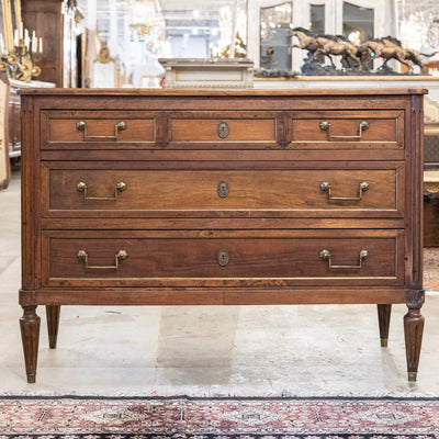 18th Century Louis XVI Wood Chest – Brass Trim & Square Pulls