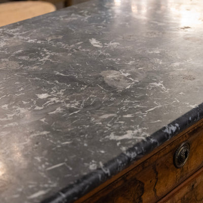 Louis Philippe Marbled Burl Wood Chest – Black Marble Top