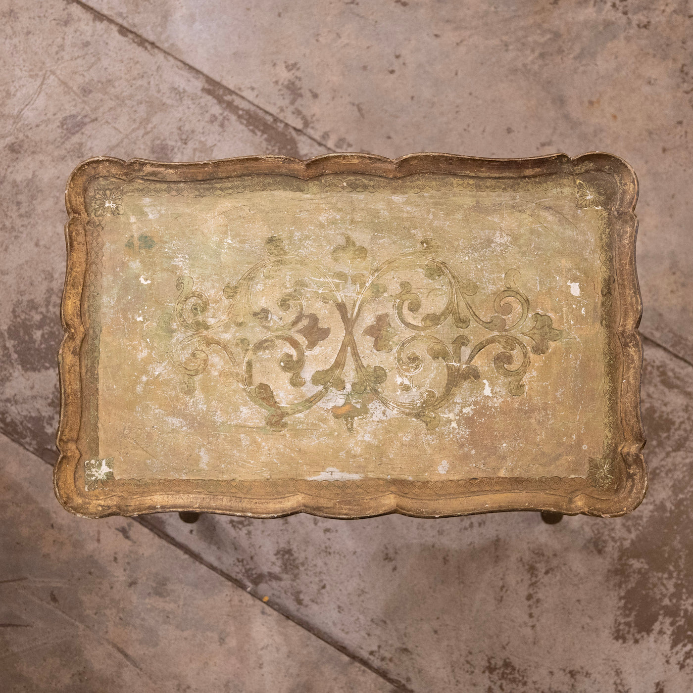 Hand-Painted Italian Nesting Tables – Scalloped Edges & Floral Detailing