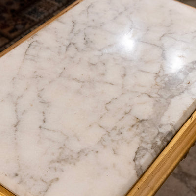 Louis XV Gilded Side Table – White Marble Top