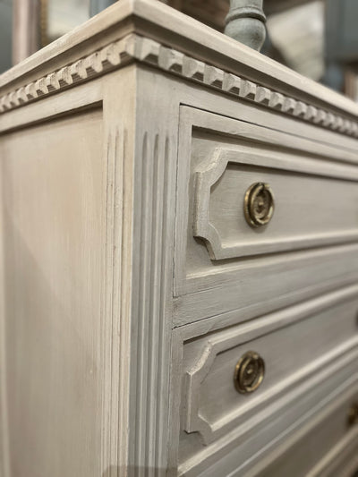 Swedish Chest with Open Carved Block Trim