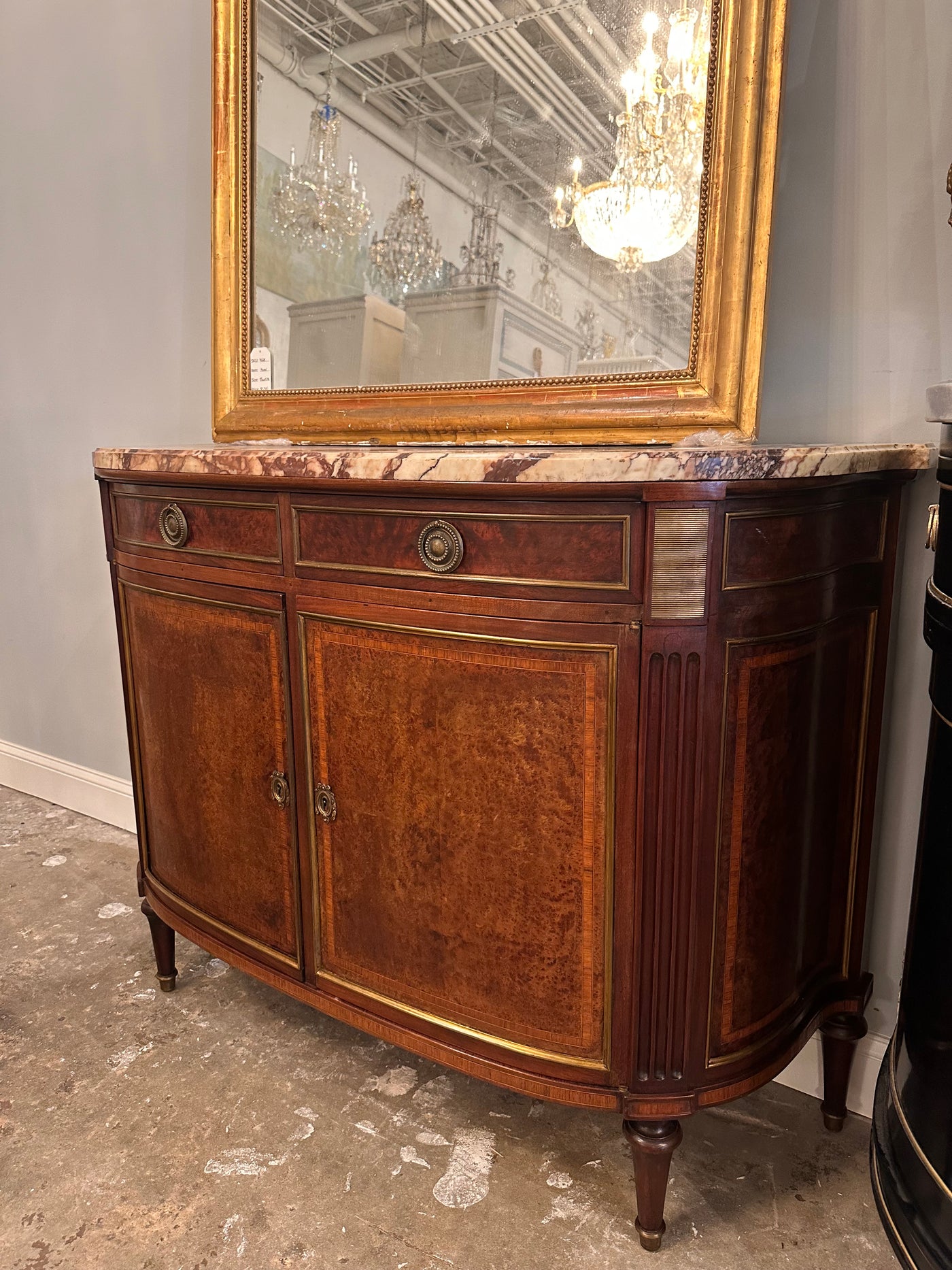 Louis XVI 2 Door Buffet with Multi Color Marble Top