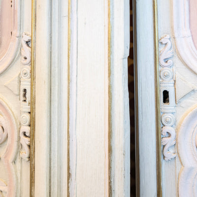 Louis XV Armoire – White with Gold & Pink Trim & Pink Polka Dot Lining