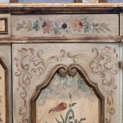 Italian Hand-Painted Soft Green Floral Sideboard