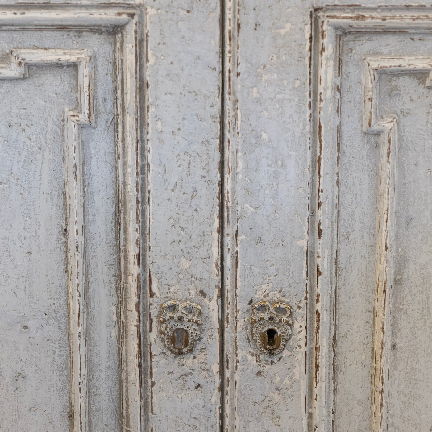Pair of Swedish Tall Painted Cabinets – Distressed Grey Finish