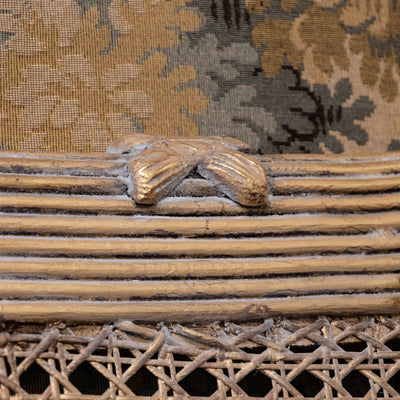 Louis XVI Gold Cane King Size Bed Set – Carved Crest & Fluted Posts