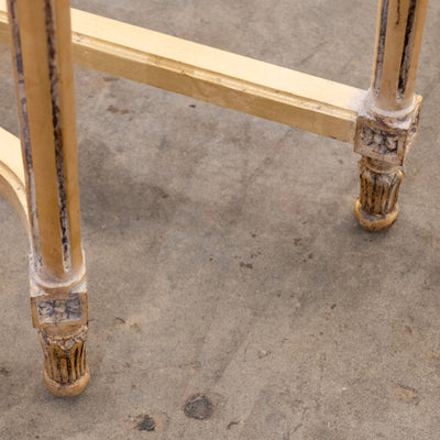 Louis XVI Demilune Console – Gilded Carvings with White Marble Top