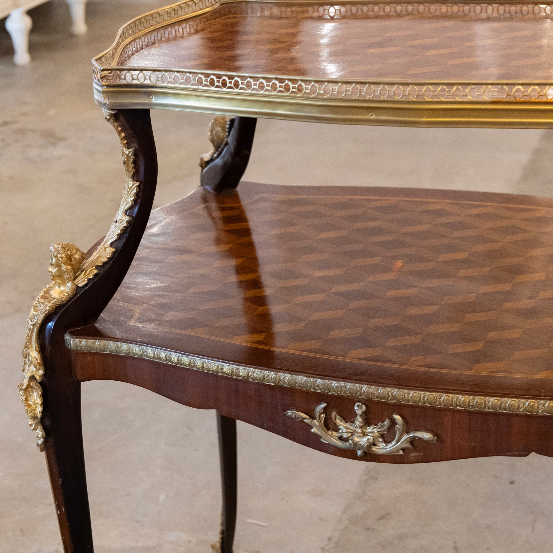 Checker Inlay Side Table French Empire Side Table – Checkered Wood Inlay & Ormolu Mounts – Le ...