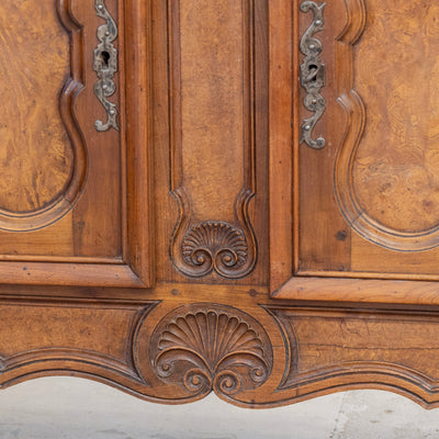 Louis XV Burl Wood Sideboard – Floral Hand-Carvings