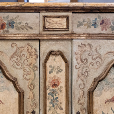 Italian Hand-Painted Soft Green Floral Sideboard