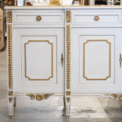 Swedish White Painted Sideboard with Gold Accents