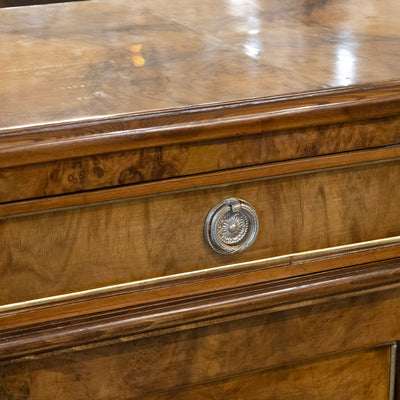 Louis XVI Burl Wood Sideboard with Brass Hardware