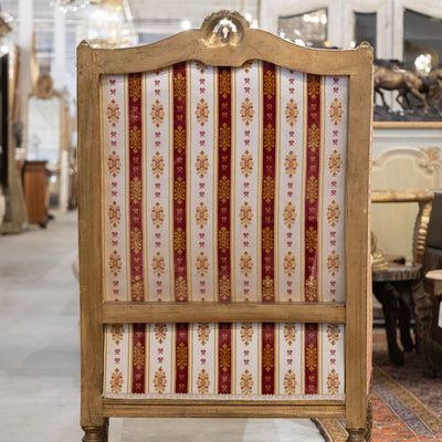 Pair of Louis XVI Gilded Armchairs – Striped Damask Upholstery
