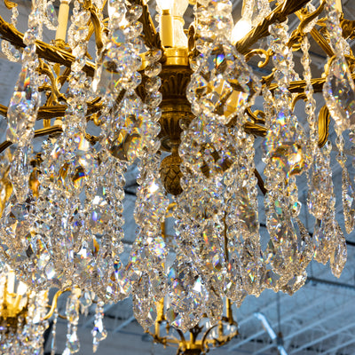 Grand French Empire Chandelier – 24k Gold Leaf & Swarovski Crystals