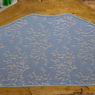 Italian Gilded Sofa – Carved Detailing & Pale Blue Silk-Weave Floral Upholstery