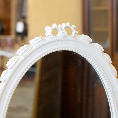 Swedish White Vanity – Oval Mirror & Cane Panels