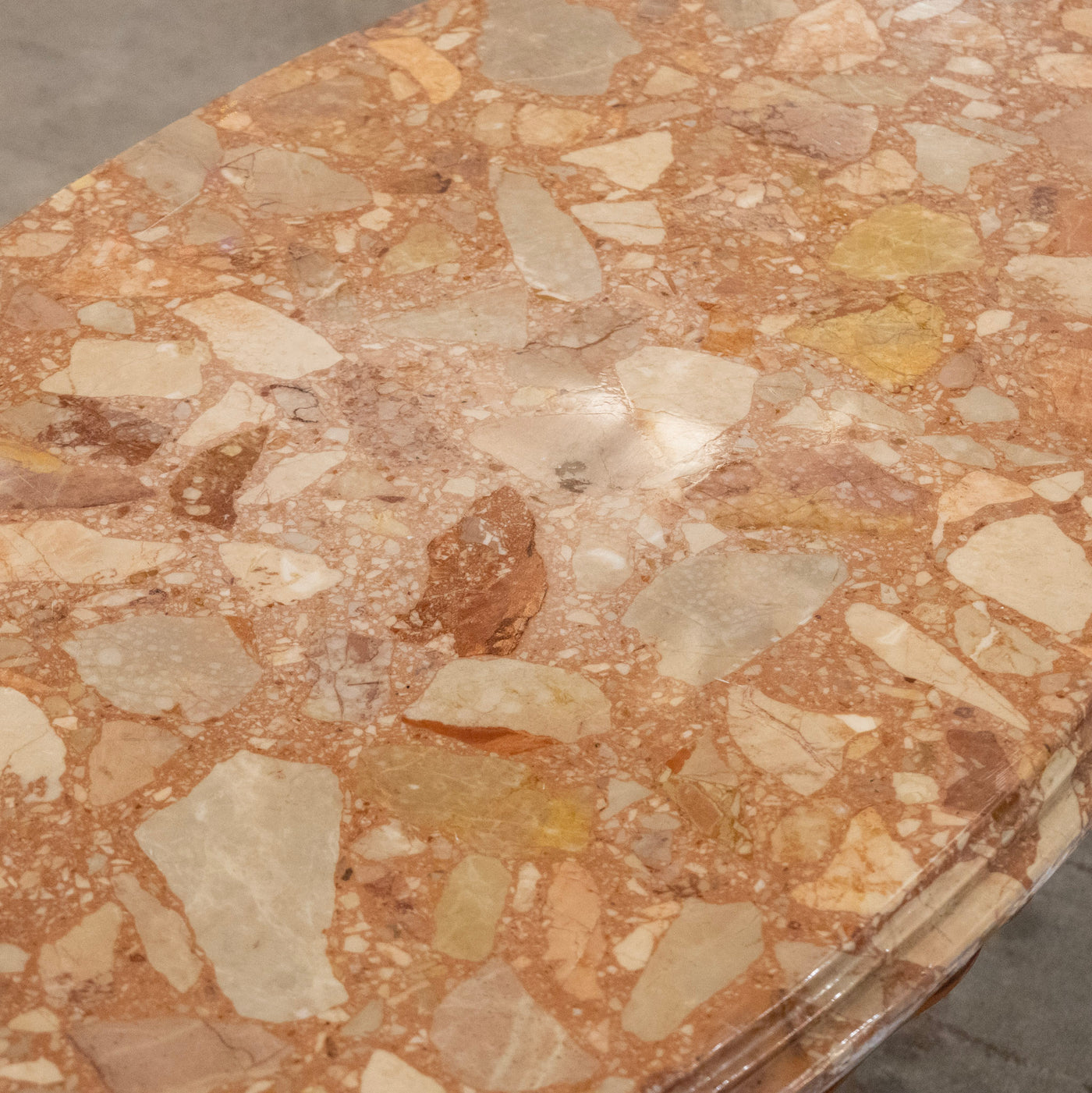 Louis XV Carved Wood Coffee Table –  Red Breccia Marble Top