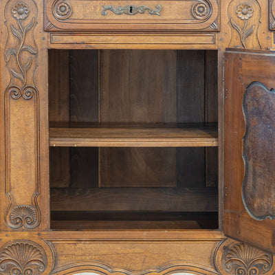 Louis XV Burl Wood Sideboard – Floral Hand-Carvings