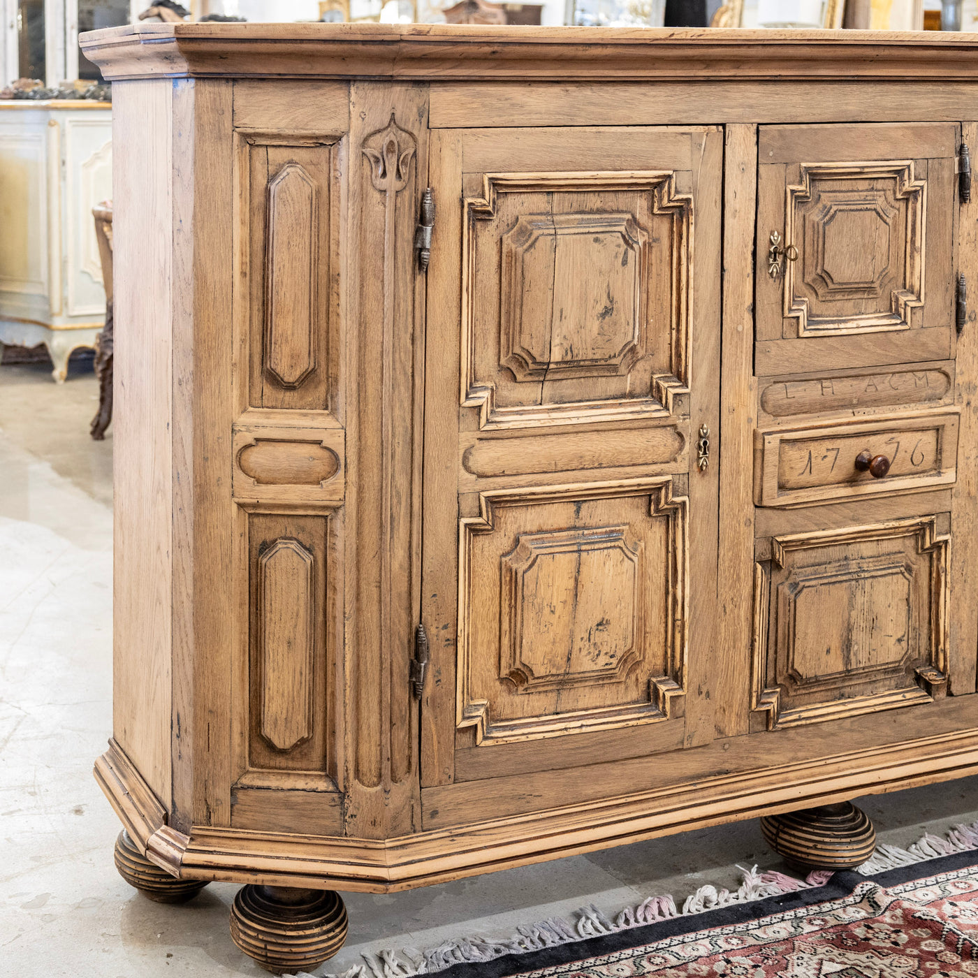 French Country 18th Century Geometric Sideboard – Dated 1776