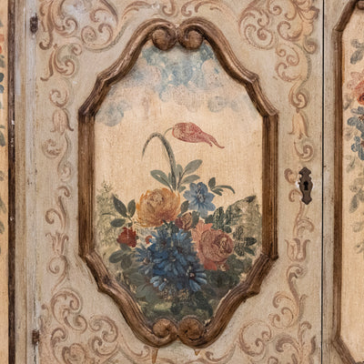 Italian Hand-Painted Soft Green Floral Sideboard