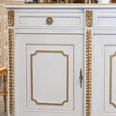 Swedish White Painted Sideboard with Gold Accents