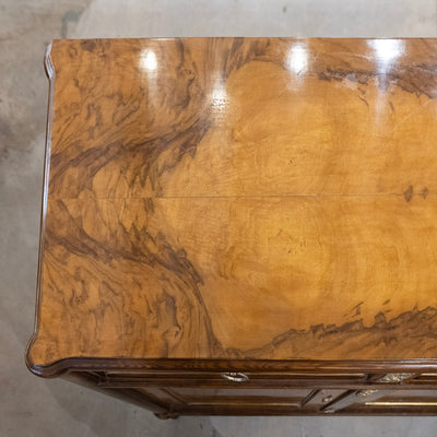 Louis XVI Burl Wood Sideboard with Brass Hardware