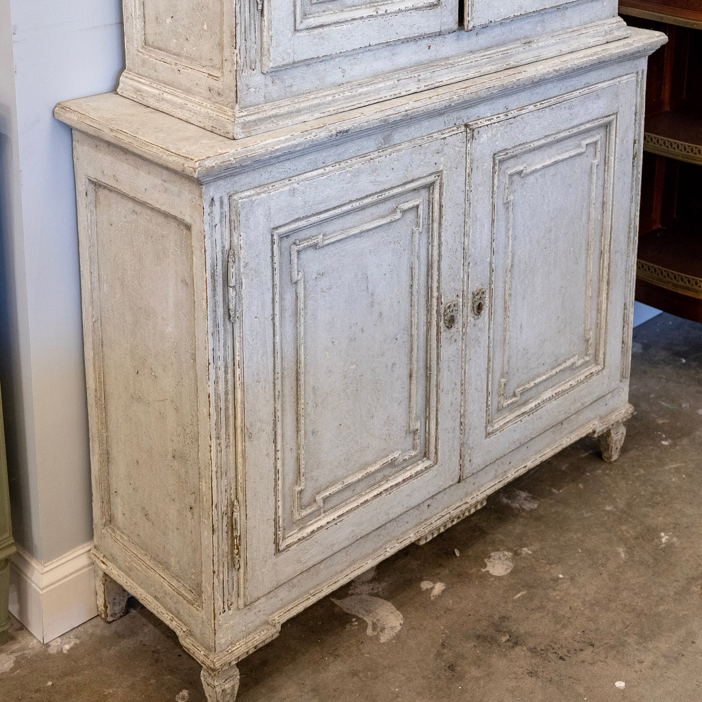 Pair of Swedish Tall Painted Cabinets – Distressed Grey Finish