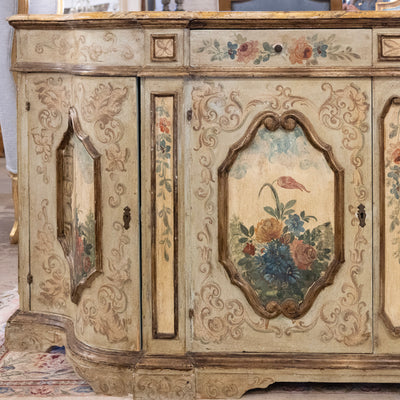 Italian Hand-Painted Soft Green Floral Sideboard