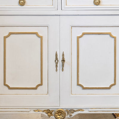Swedish White Painted Sideboard with Gold Accents