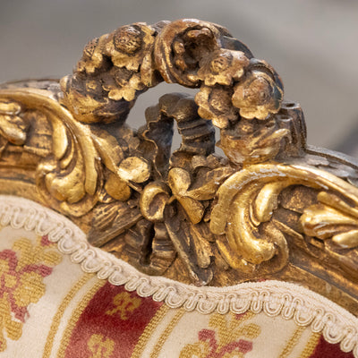 Pair of Louis XVI Gilded Armchairs – Striped Damask Upholstery