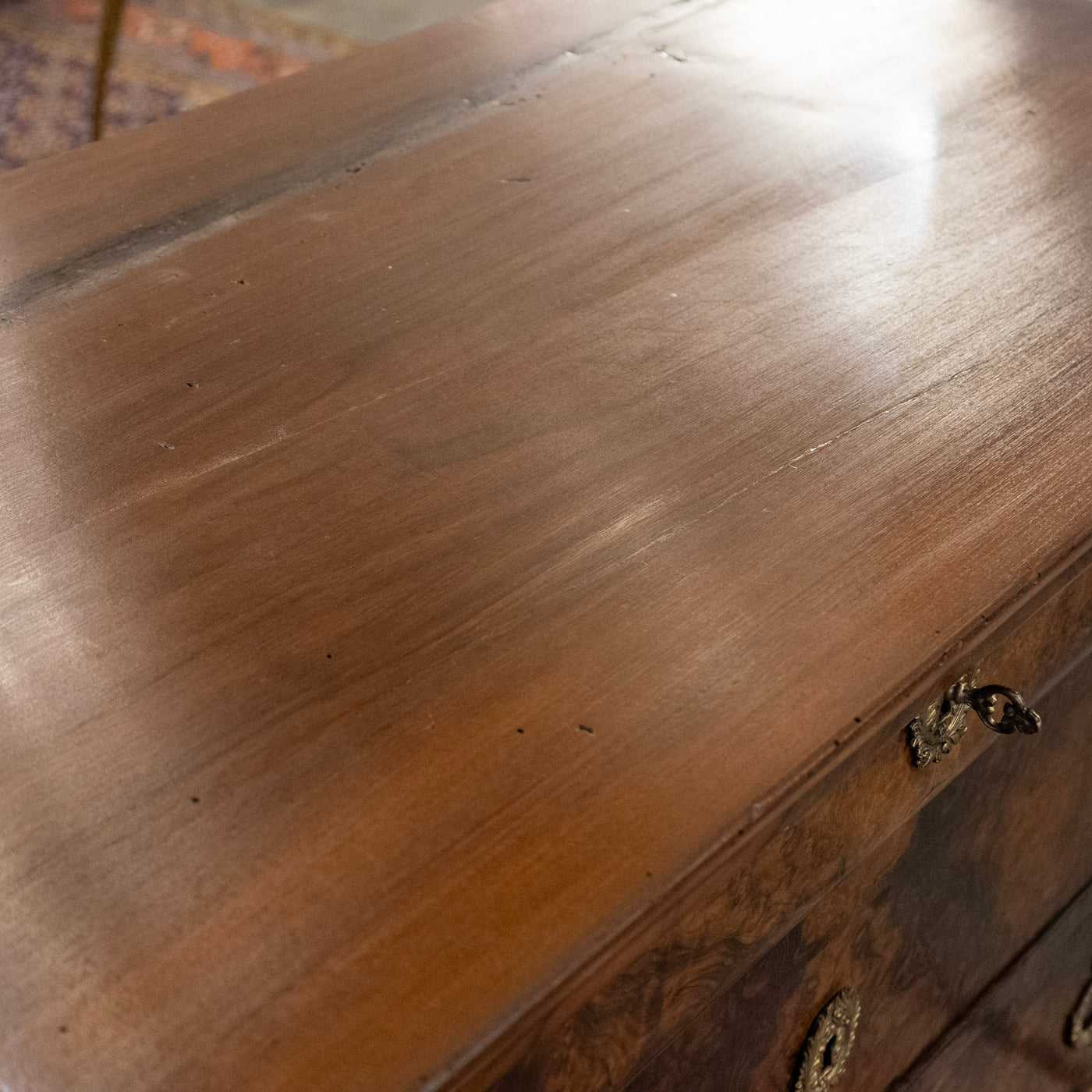 Louis Philippe Marbled Burl Wood Chest – Ornate Pulls