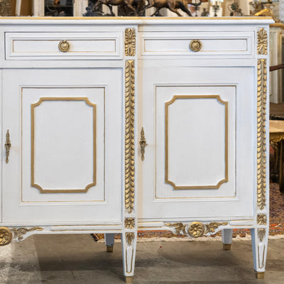 Swedish White Painted Sideboard with Gold Accents